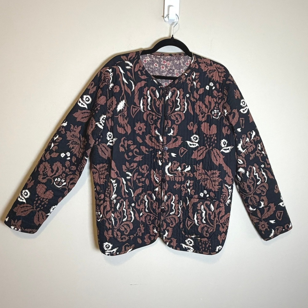 J.R Women XL Reversible Quilted Jacket Floral Paisley Cotton Boho Vintage